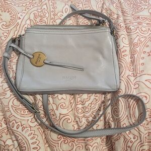 Soft blue leather crossbody purse